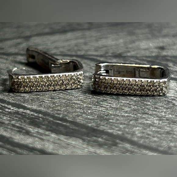Elegant Stamped s925 Real Diamond Huggie Earrings - Picture 7 of 10